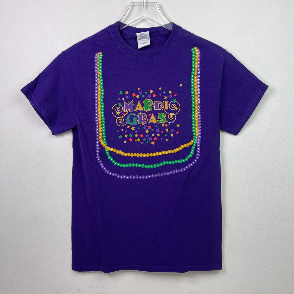 Purple Mardi Gras Fat Tuesday The Villages Souvenir Cotton T-shirt — Size Small